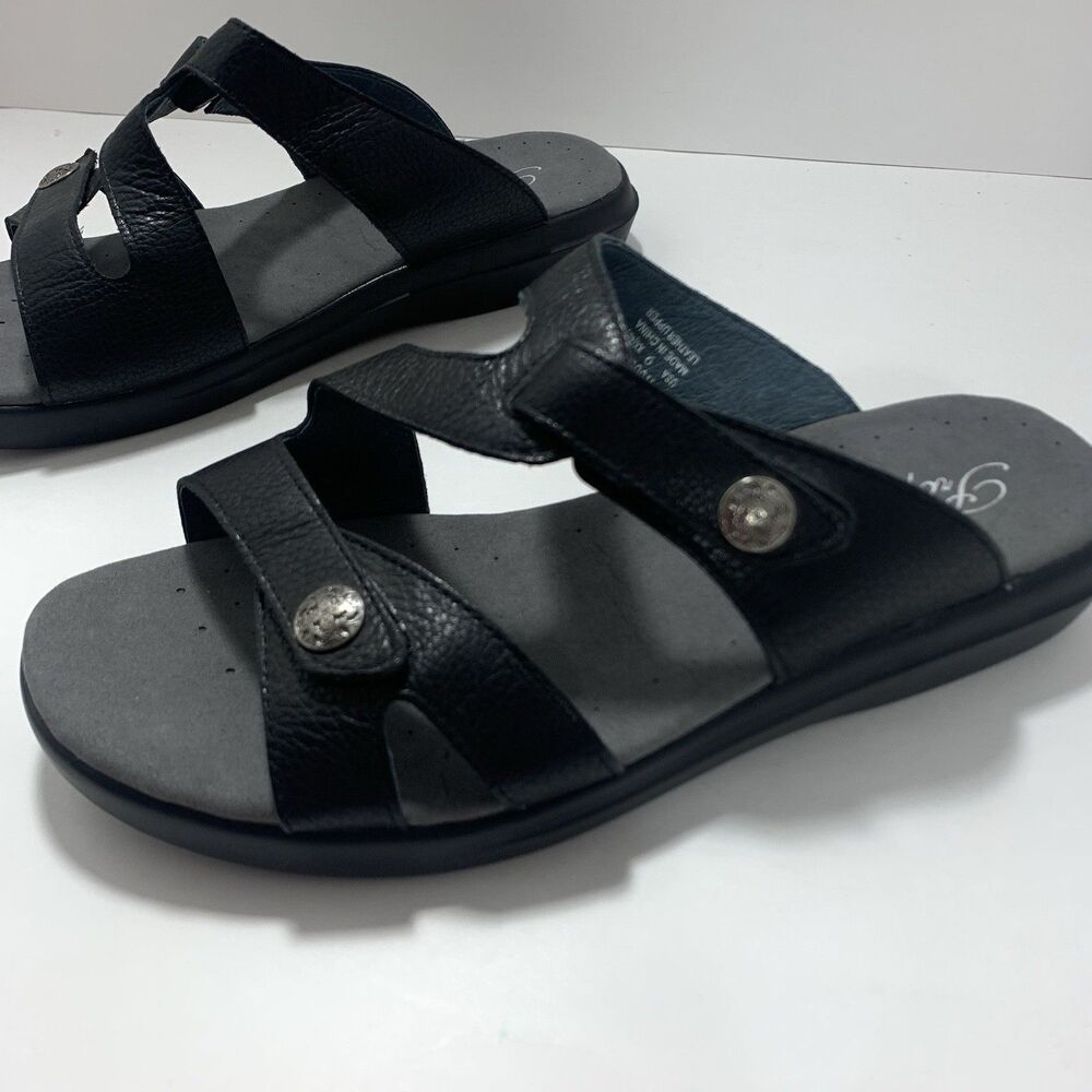 Propet Black Leather Slide Adjustable Strap Slides Size 9 Women’s EUC - Picture 6 of 13